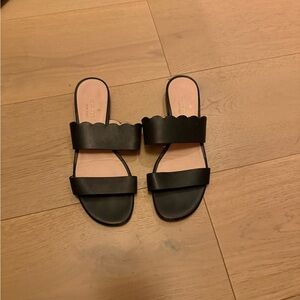 Kate spade Black Scalloped Slide Sandals
